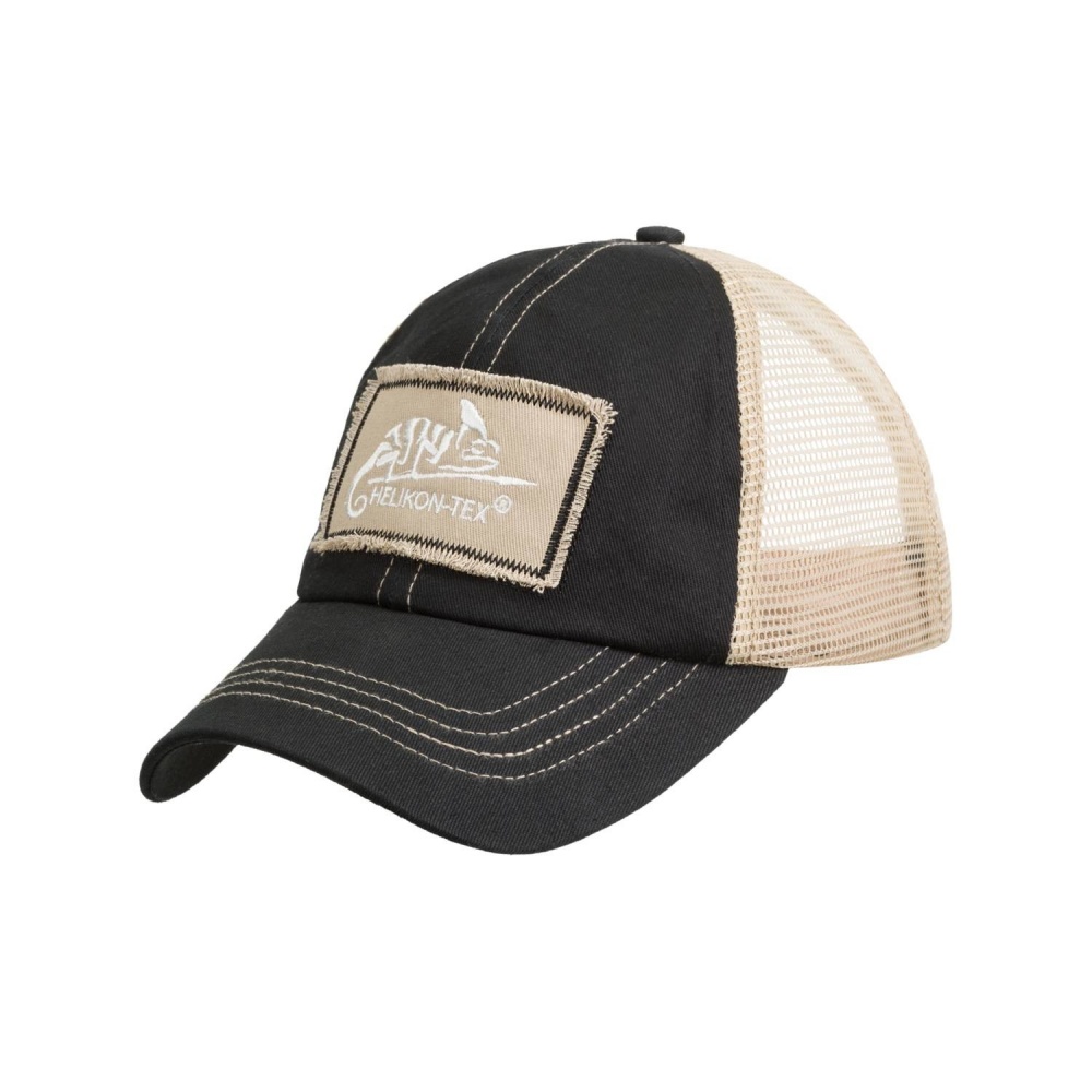 Бейсболка Helikon Trucker Logo Cap - Cotton Twill - Black / Khaki A