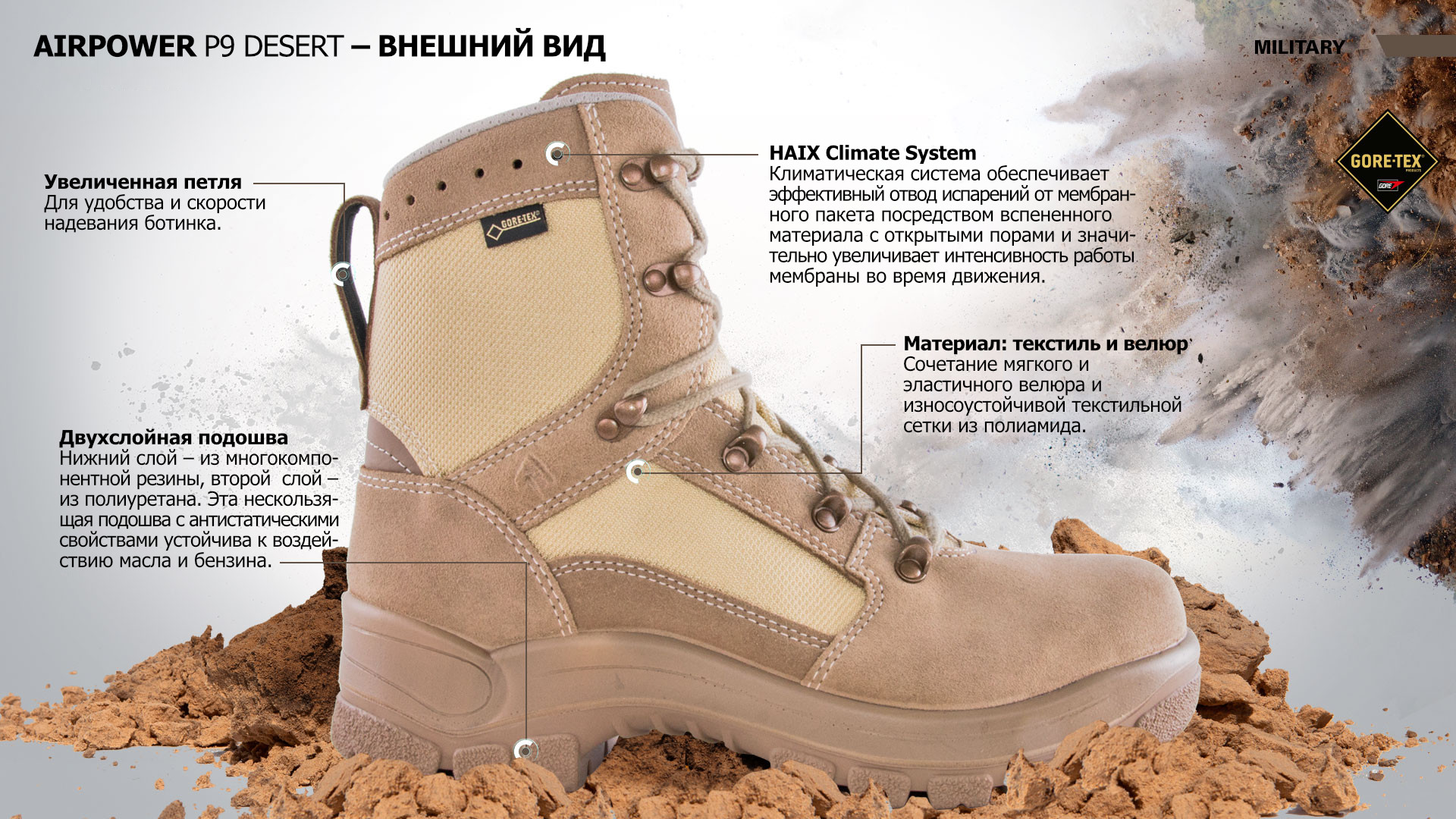 Ботинки HAIX AIRPOWER P9 GTX - Desert — изображение 5