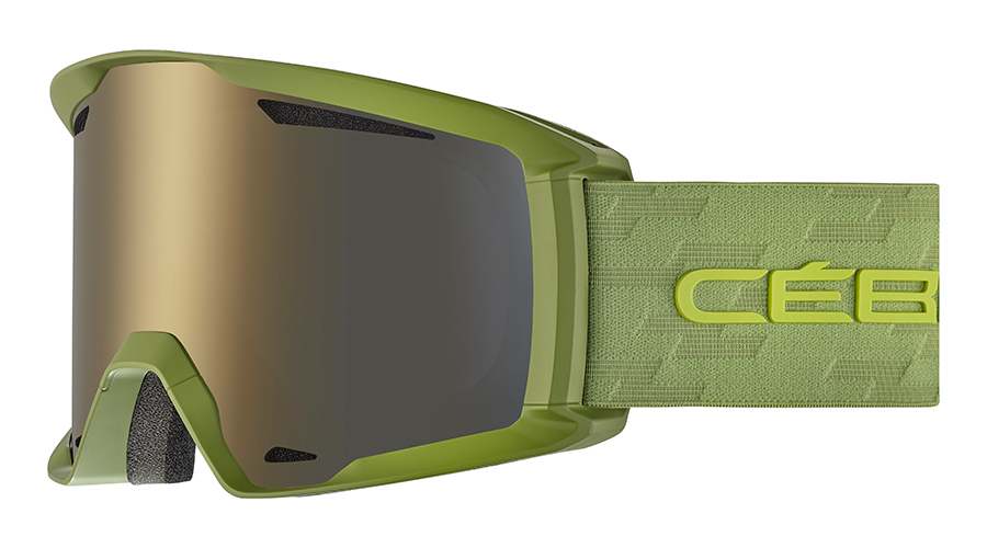 Очки горнолыжные Cebe REFERENCE Matt Olive Lime Dark Smoke Flash Gold Cat.3