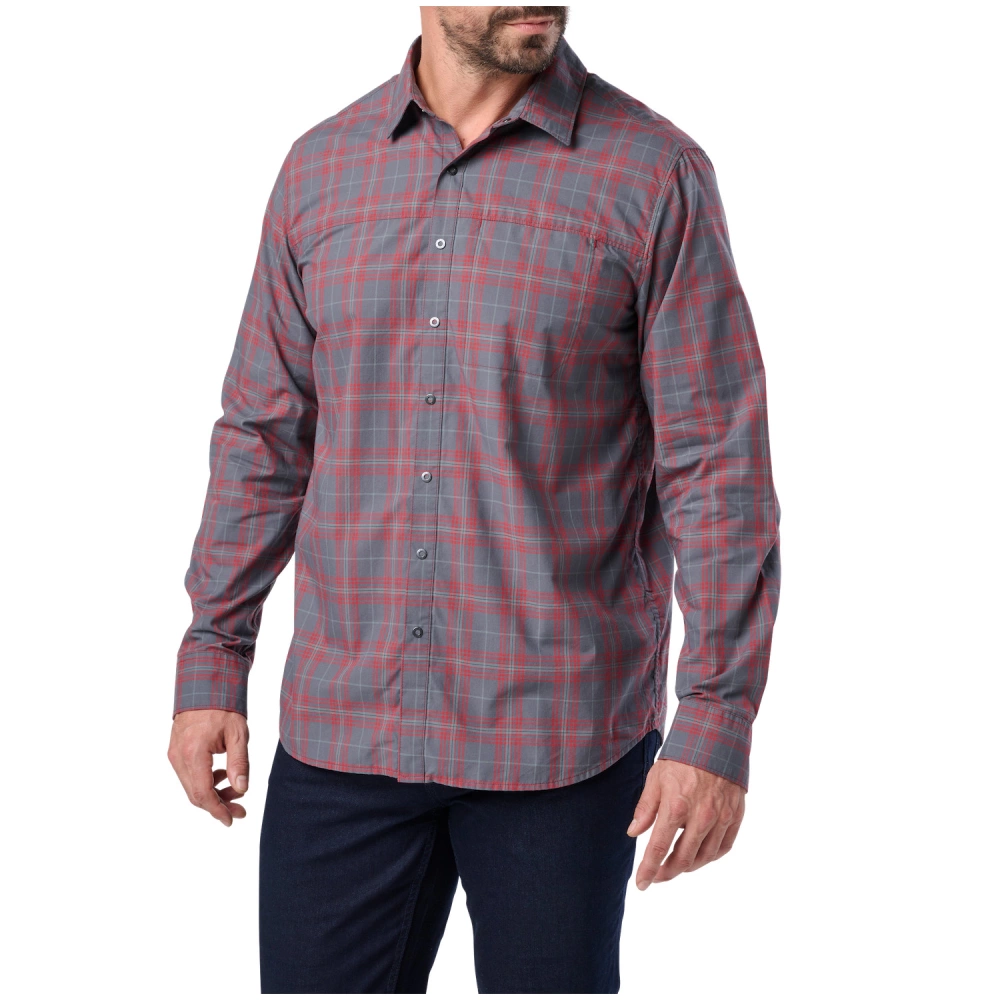 Рубашка 5.11 IGOR PLAID L/S - 164 RED BRBN PLD — изображение 4
